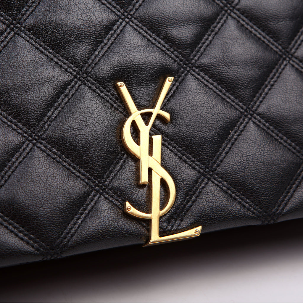 579607 Becky Quilted Lambskin Shoulder Bag Large Black