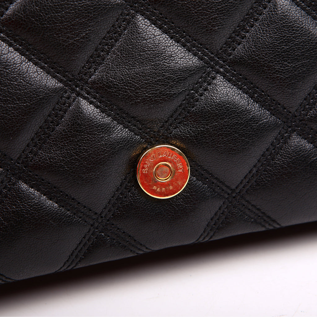 579607 Becky Quilted Lambskin Shoulder Bag Large Black
