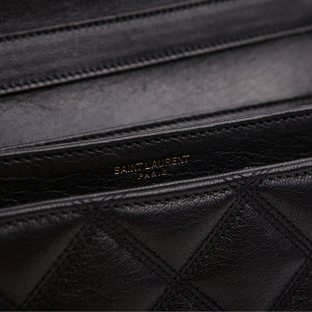 579607 Becky Quilted Lambskin Shoulder Bag Large Black