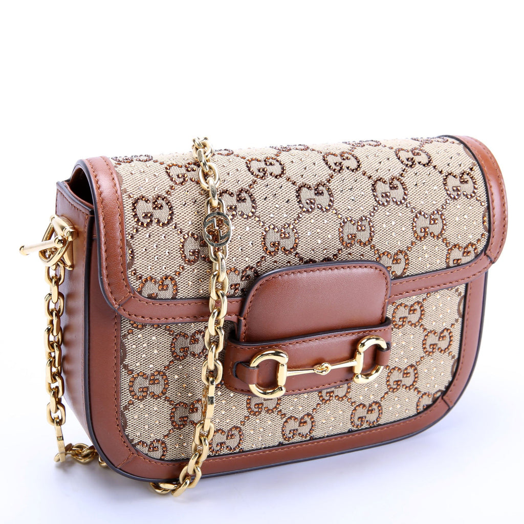 675801 GG Crystal 1955 Mini Shoulder Bag Brown
