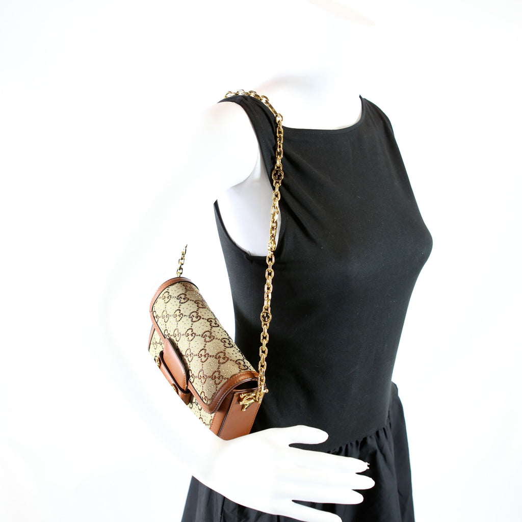 675801 GG Crystal 1955 Mini Shoulder Bag Brown