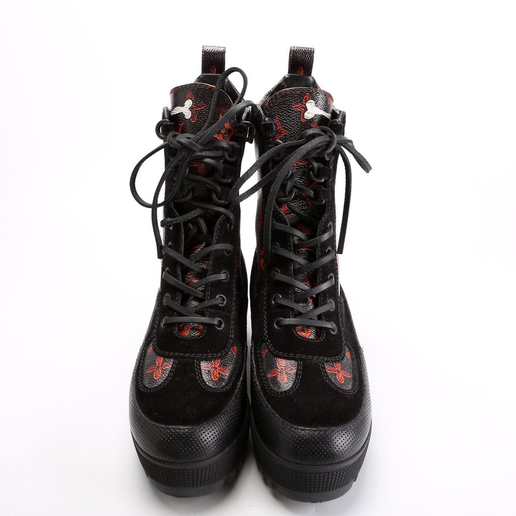 Laureate Desert Ankle Catogram Boots Size 38.5 Black/Orange