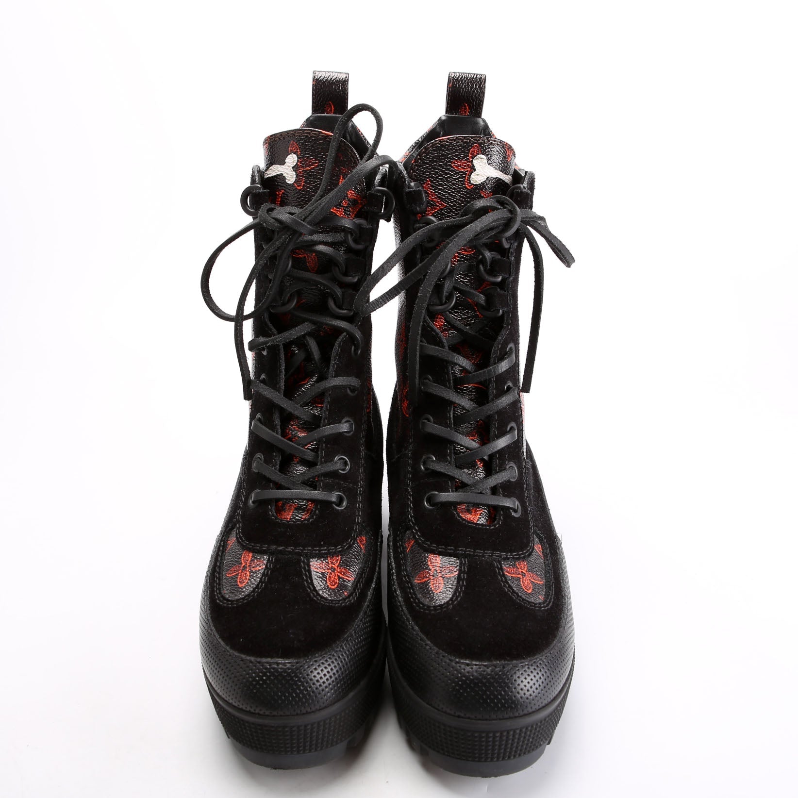 Laureate Desert Ankle Catogram Boots Size 38.5 Black/Orange