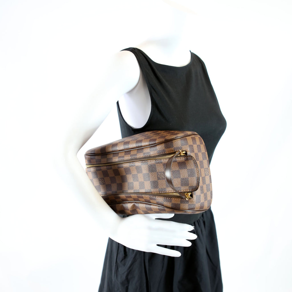 Dopp Kit Toilet Pouch Damier Ebene Brown/Red