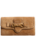 382274 Horsebit Suede Long Wallet Brown