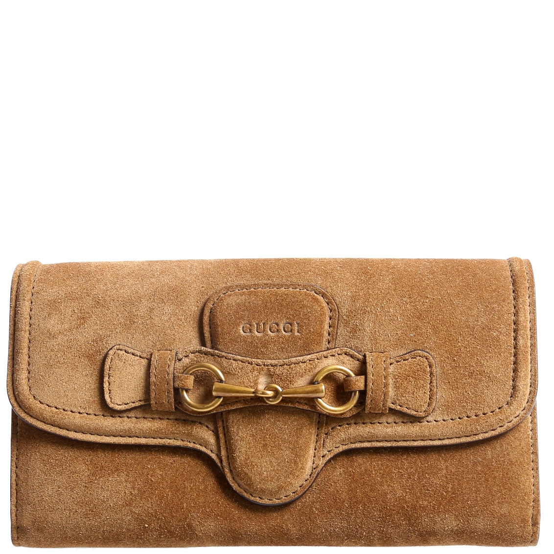 382274 Horsebit Suede Long Wallet Brown