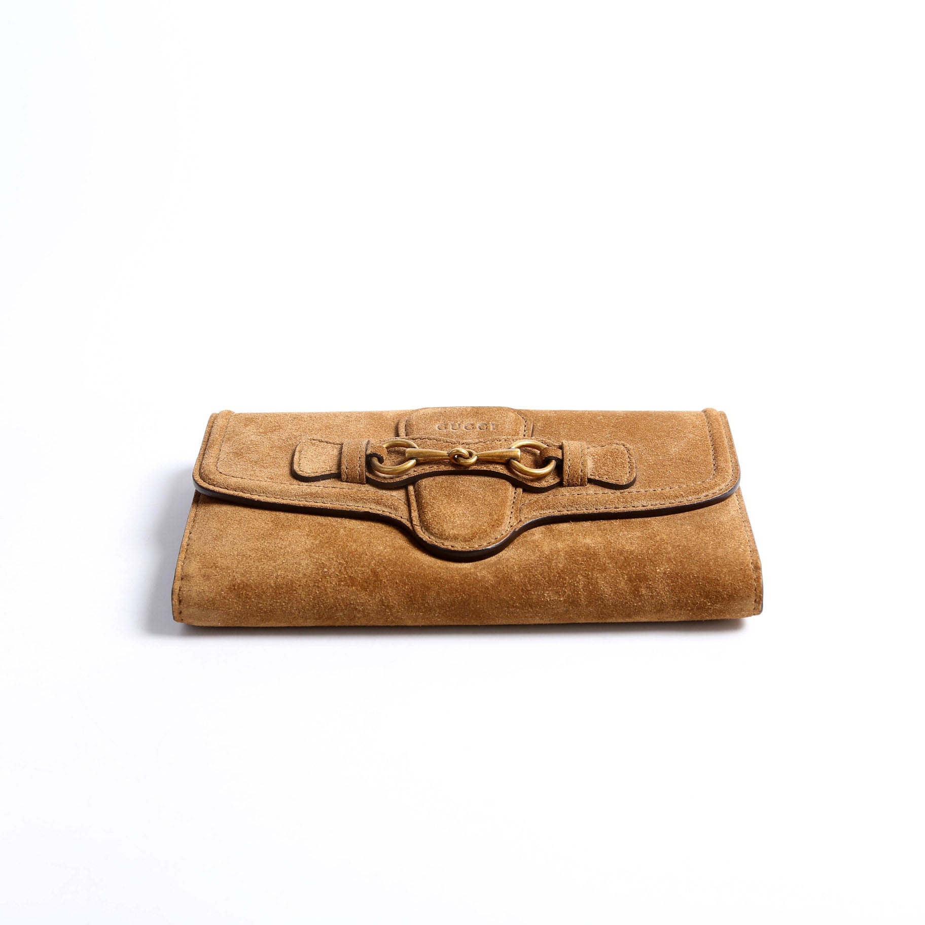 382274 Horsebit Suede Long Wallet Brown
