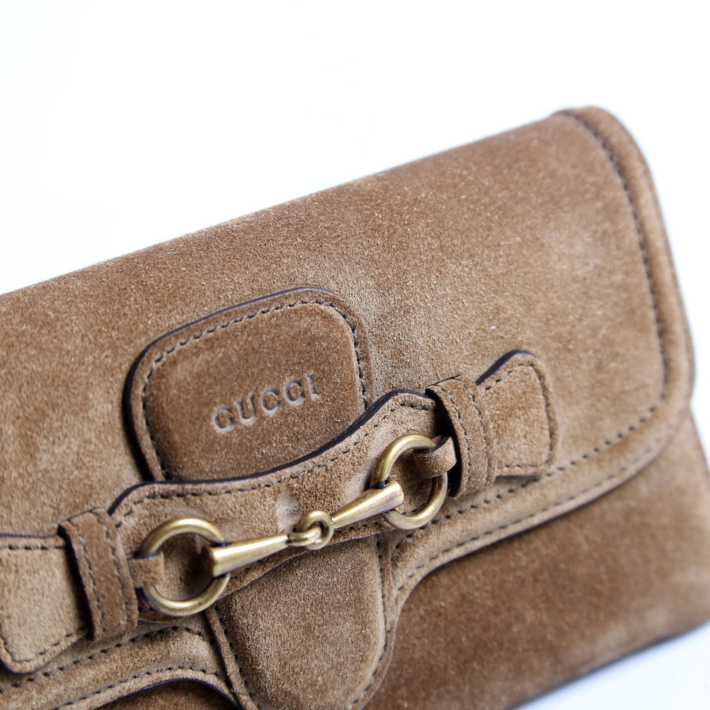 382274 Horsebit Suede Long Wallet Brown