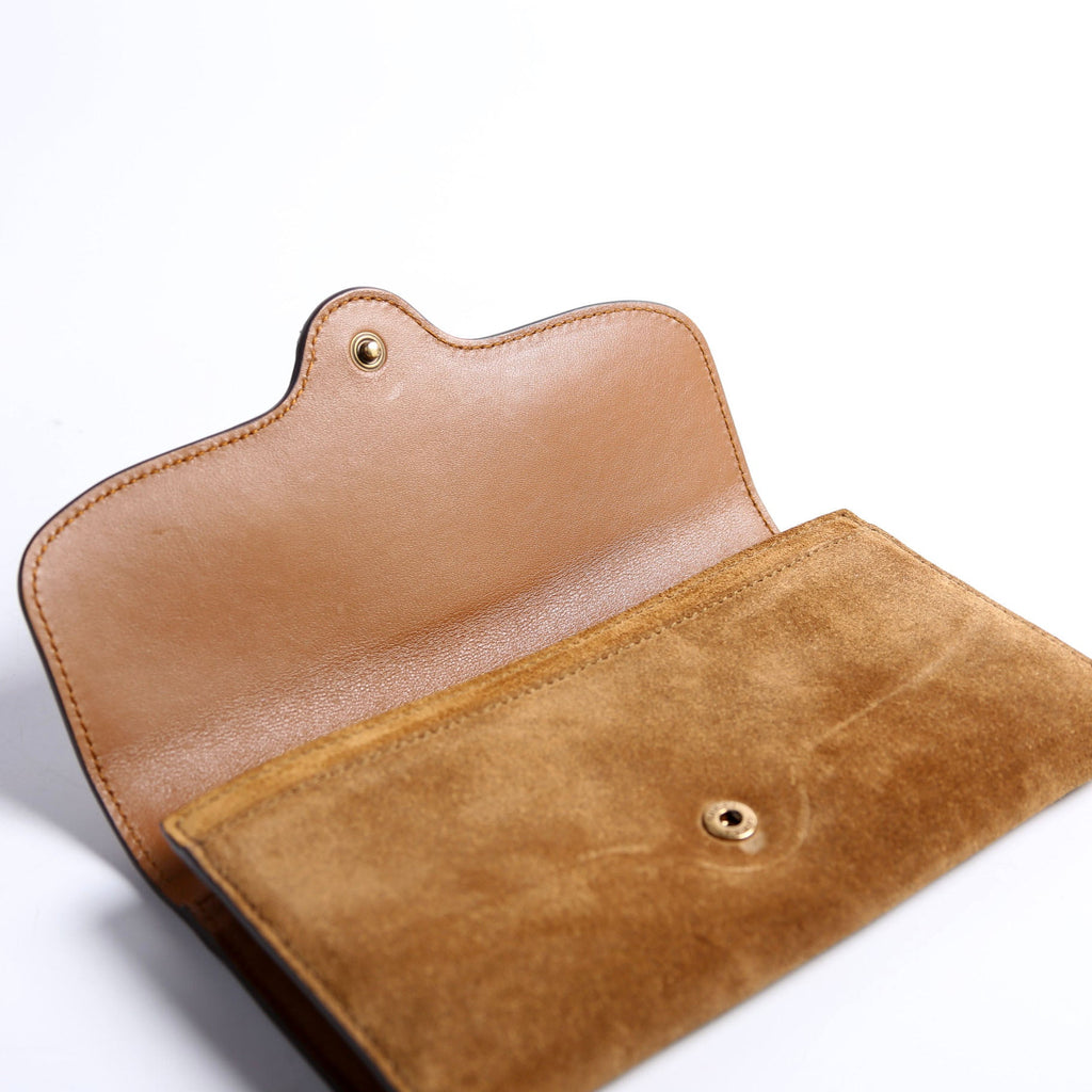 382274 Horsebit Suede Long Wallet Brown