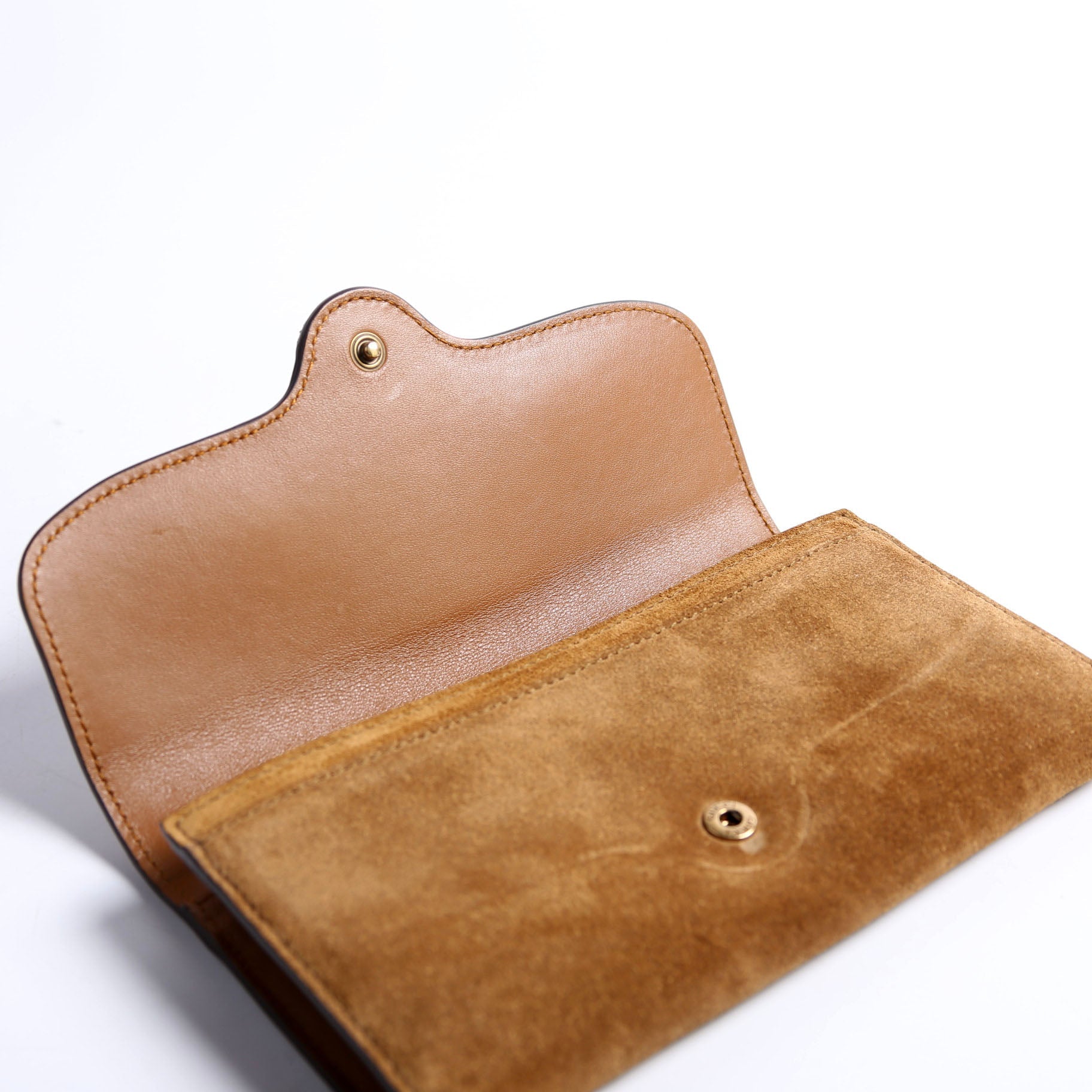 382274 Horsebit Suede Long Wallet Brown