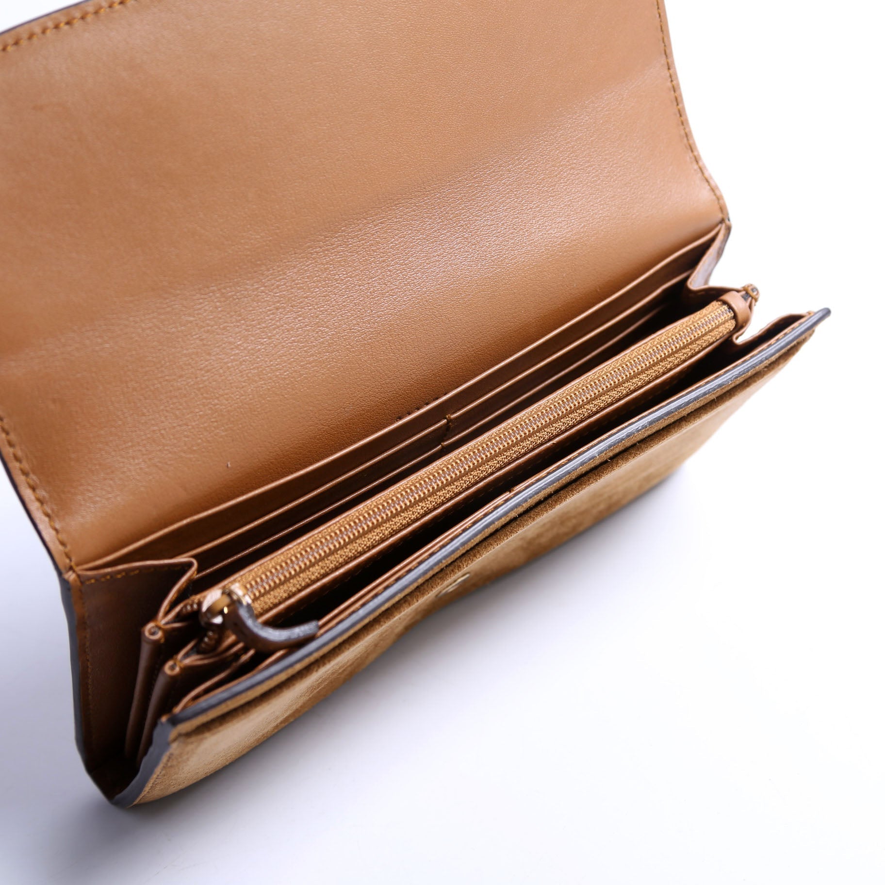 382274 Horsebit Suede Long Wallet Brown