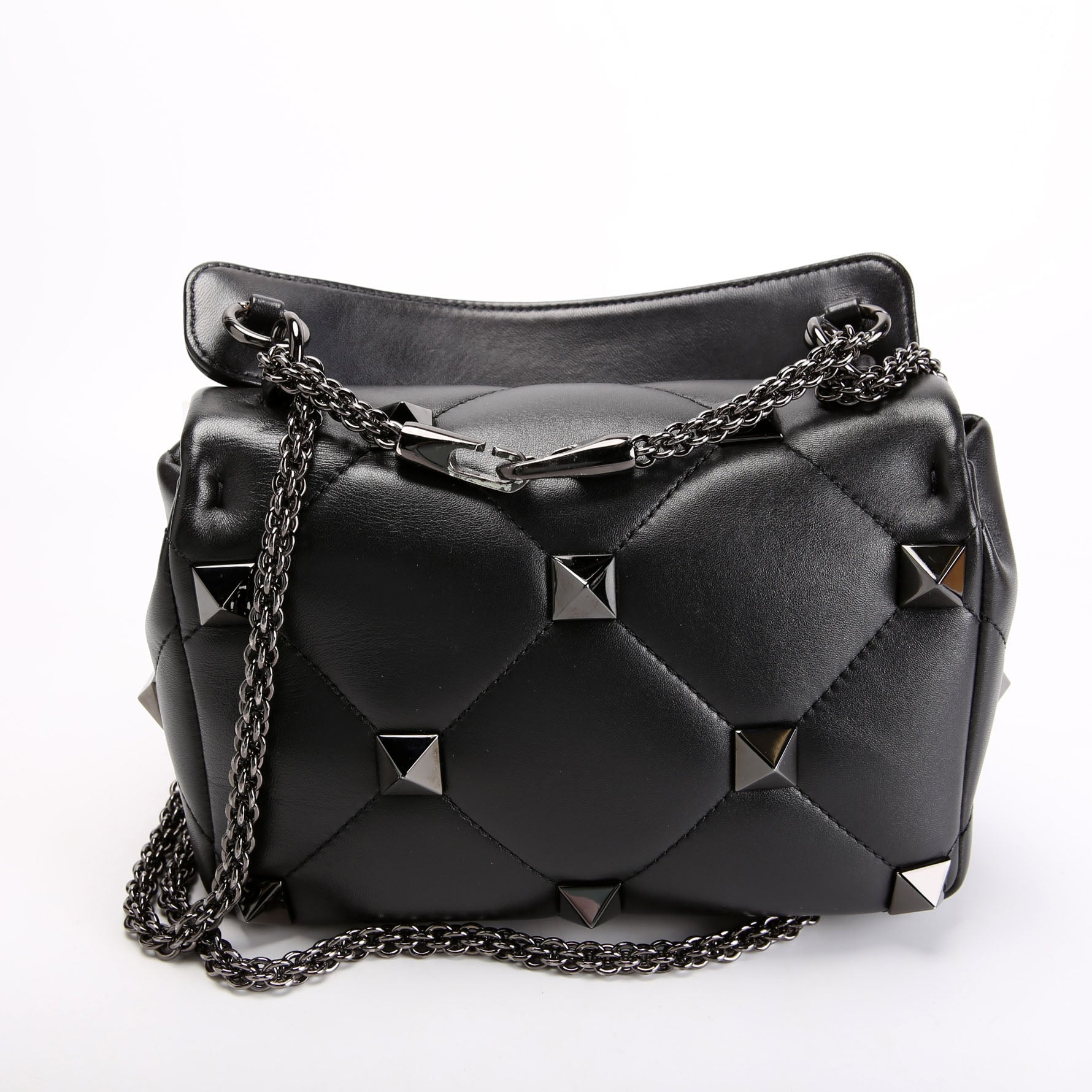 Roman Stud Medium Shoulder Bag Black