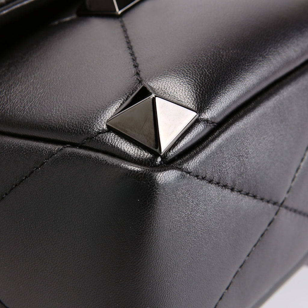 Roman Stud Medium Shoulder Bag Black
