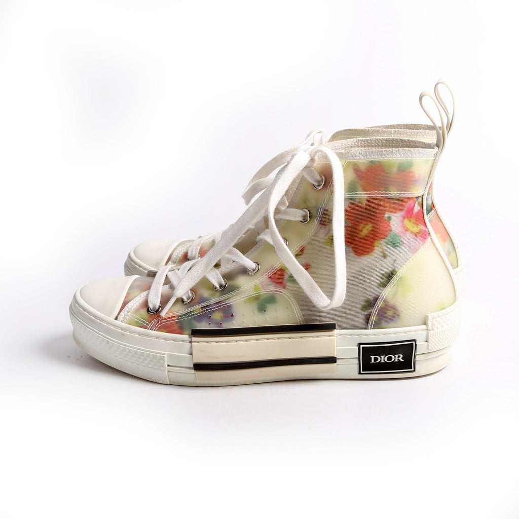 Dior B23 Flowers Hightop Sneakers Size 38 White/Floral