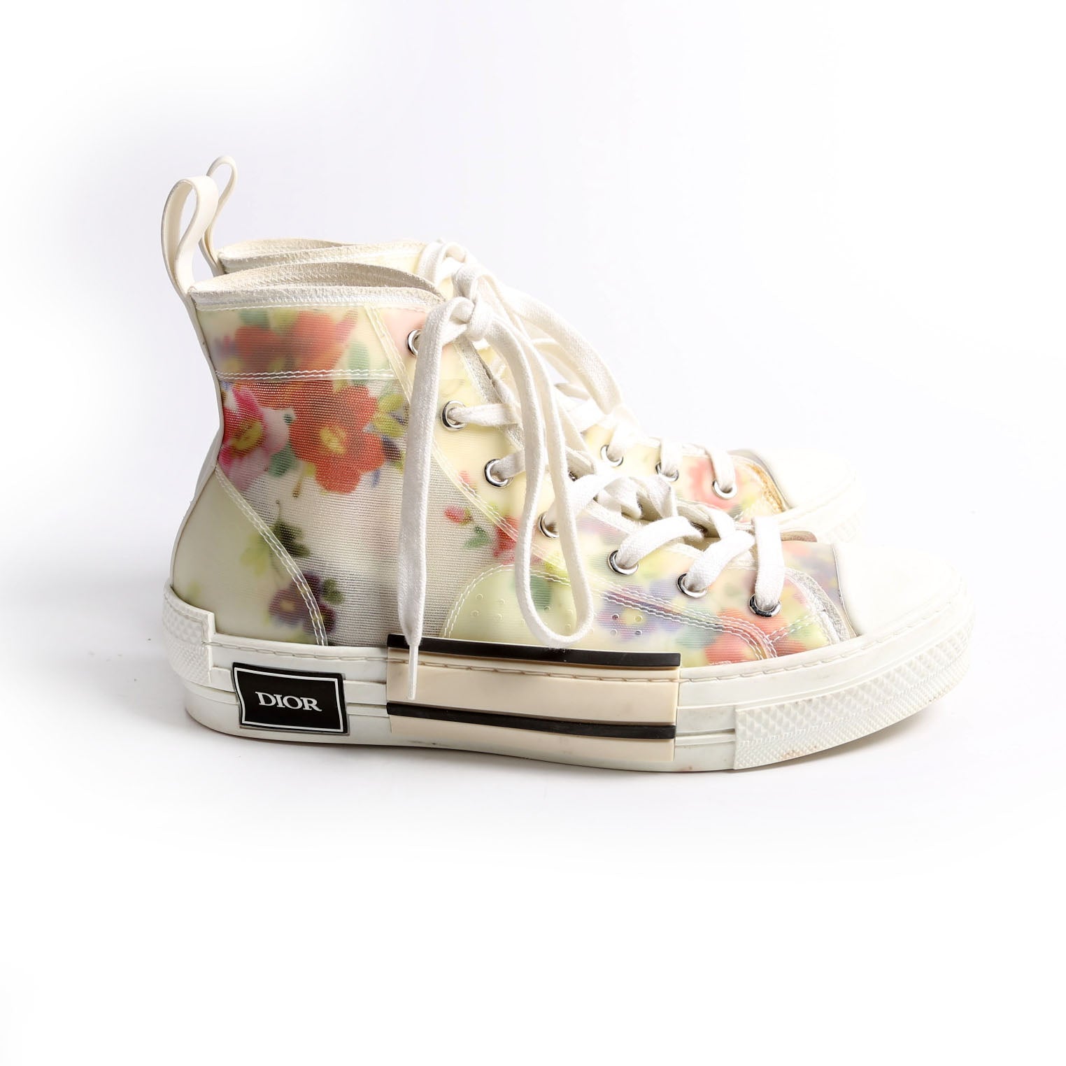 Dior B23 Flowers Hightop Sneakers Size 38 White/Floral