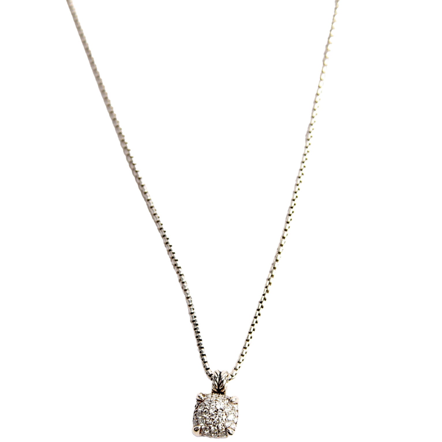 Chatelaine Cushion Pendant Necklace 925/Diamonds