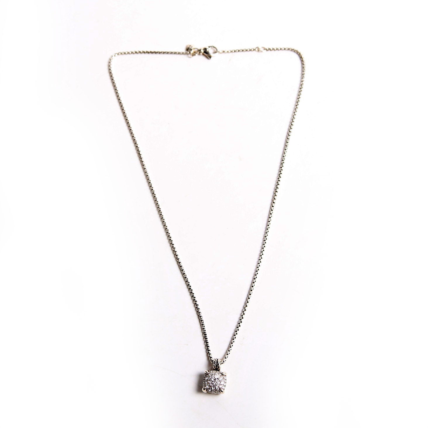 Chatelaine Cushion Pendant Necklace 925/Diamonds