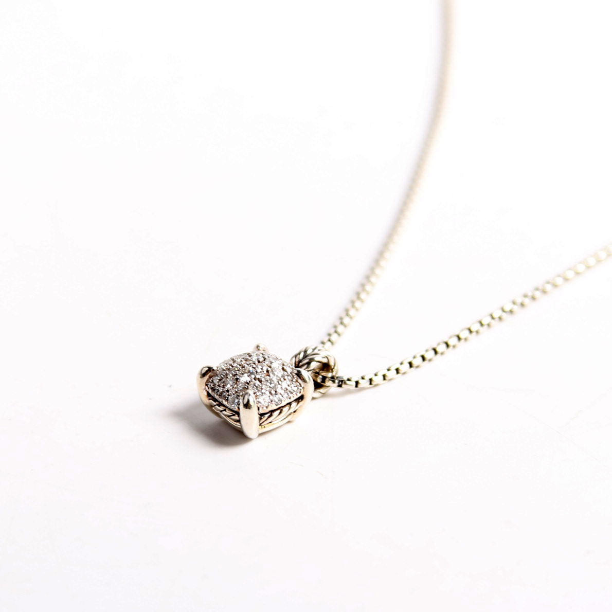 Chatelaine Cushion Pendant Necklace 925/Diamonds