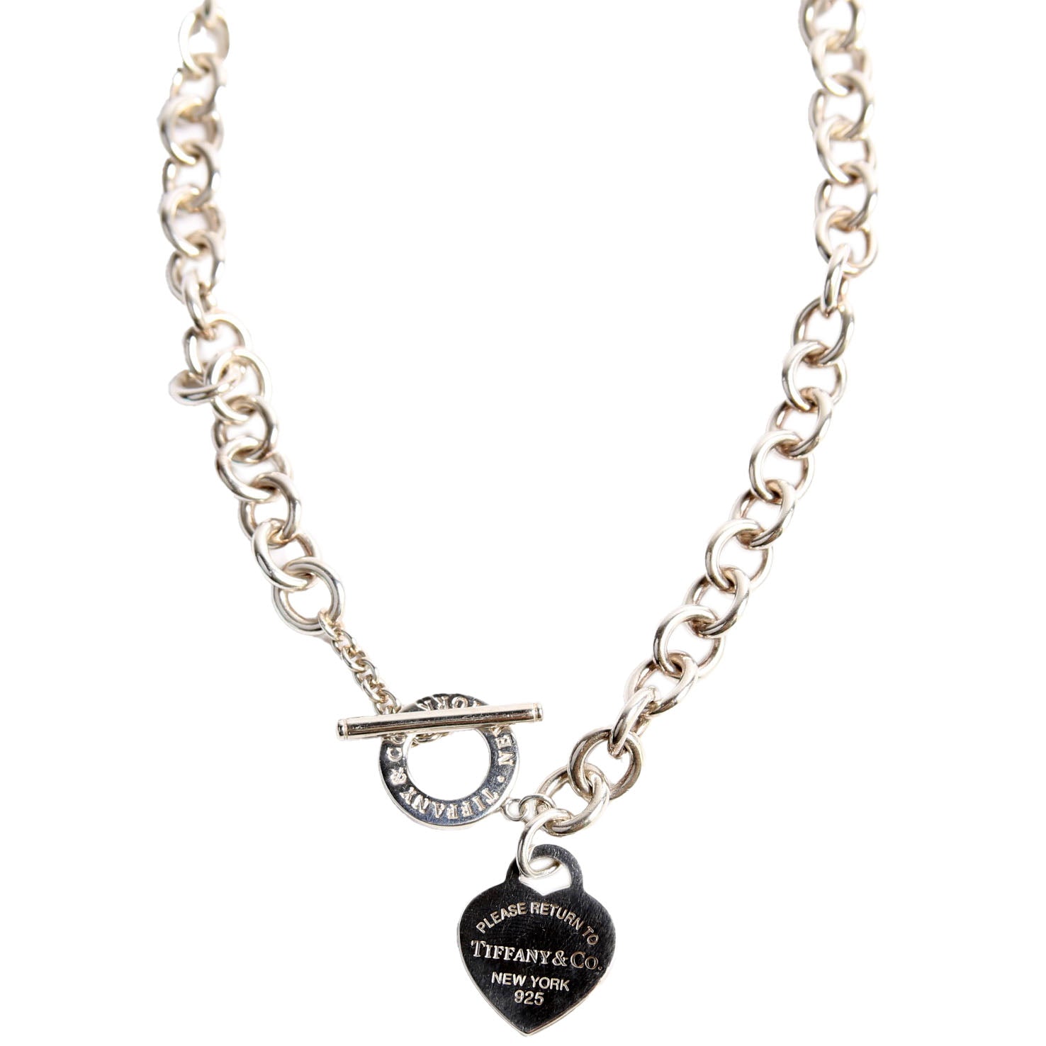 Please Return Heart Toggle Choker Necklace 925