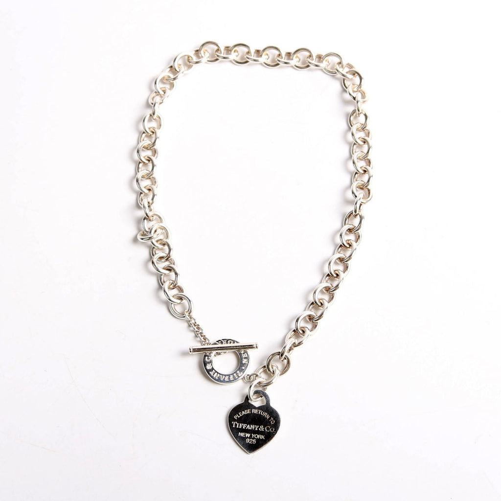 Please Return Heart Toggle Choker Necklace 925