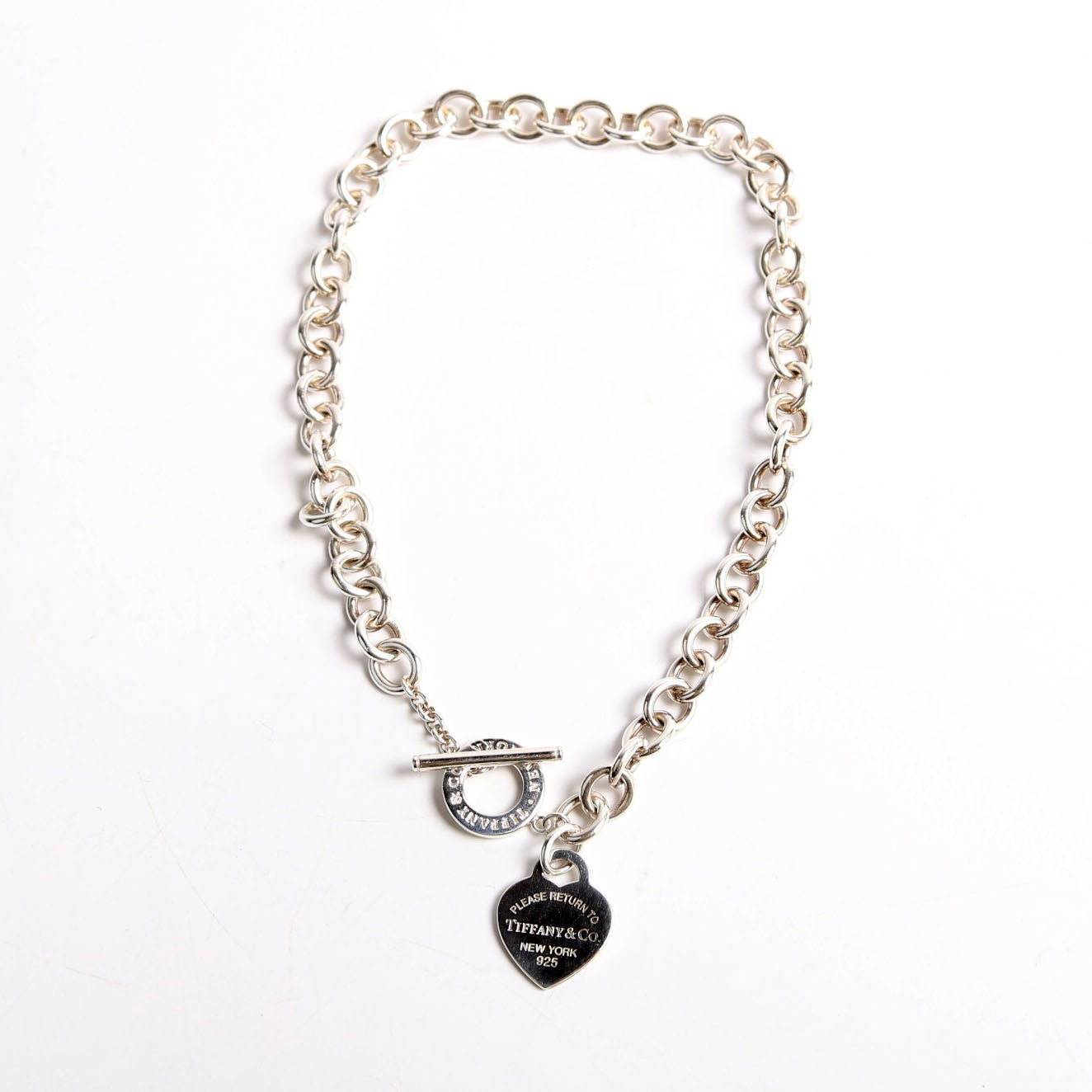 Please Return Heart Toggle Choker Necklace 925