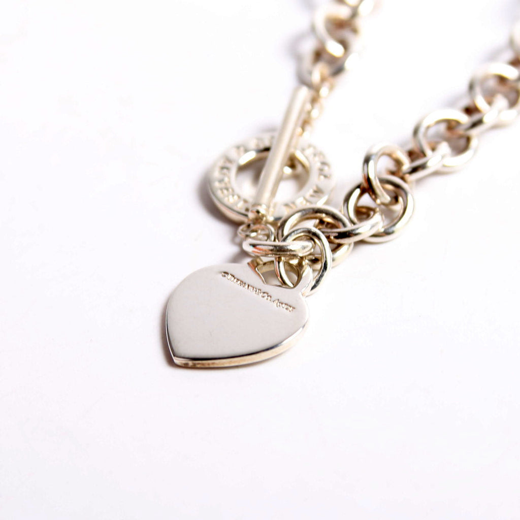 Please Return Heart Toggle Choker Necklace 925