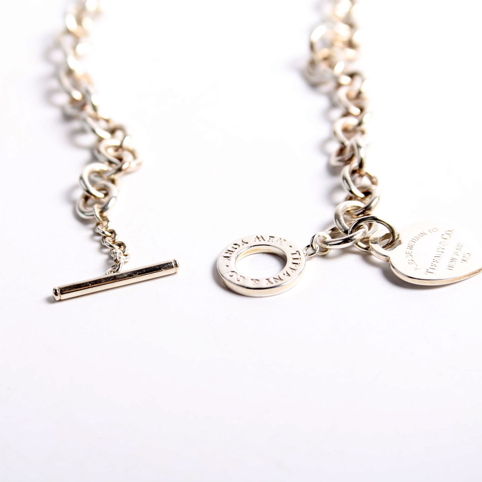 Please Return Heart Toggle Choker Necklace 925