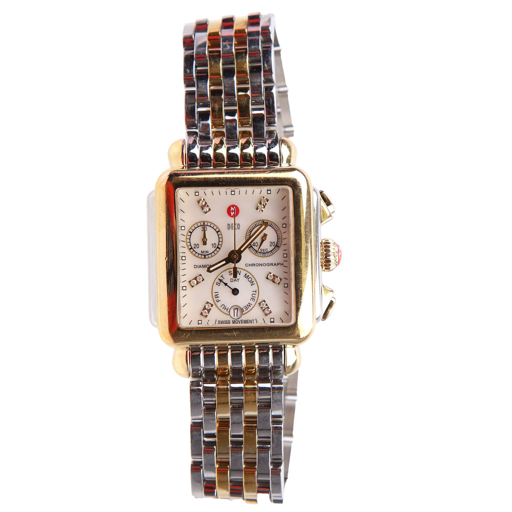 Deco Watch Mid Two-Tone 18K Plated with .08 CW Diamonds
