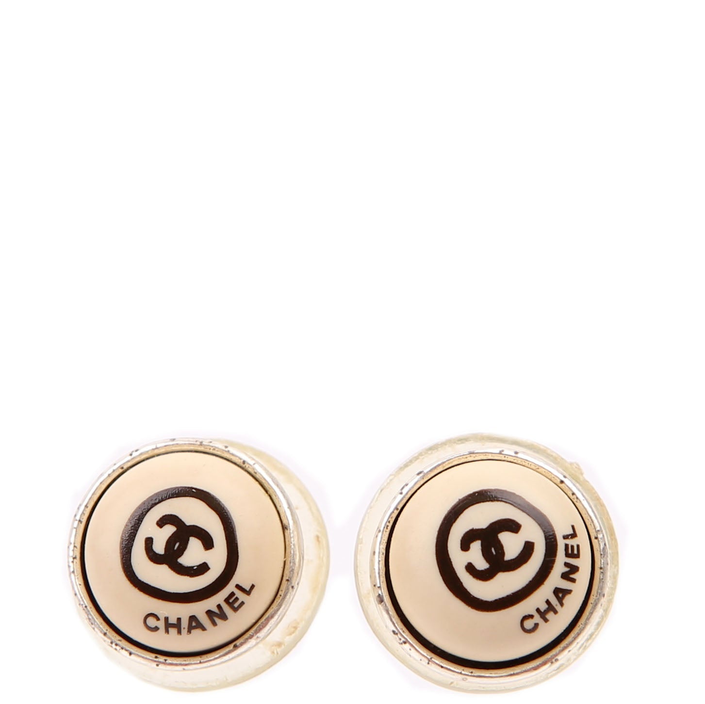 CC Logo Button Stud Earrings