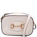 760196 Horsebit 1955 Leather Shoulder Bag Small White