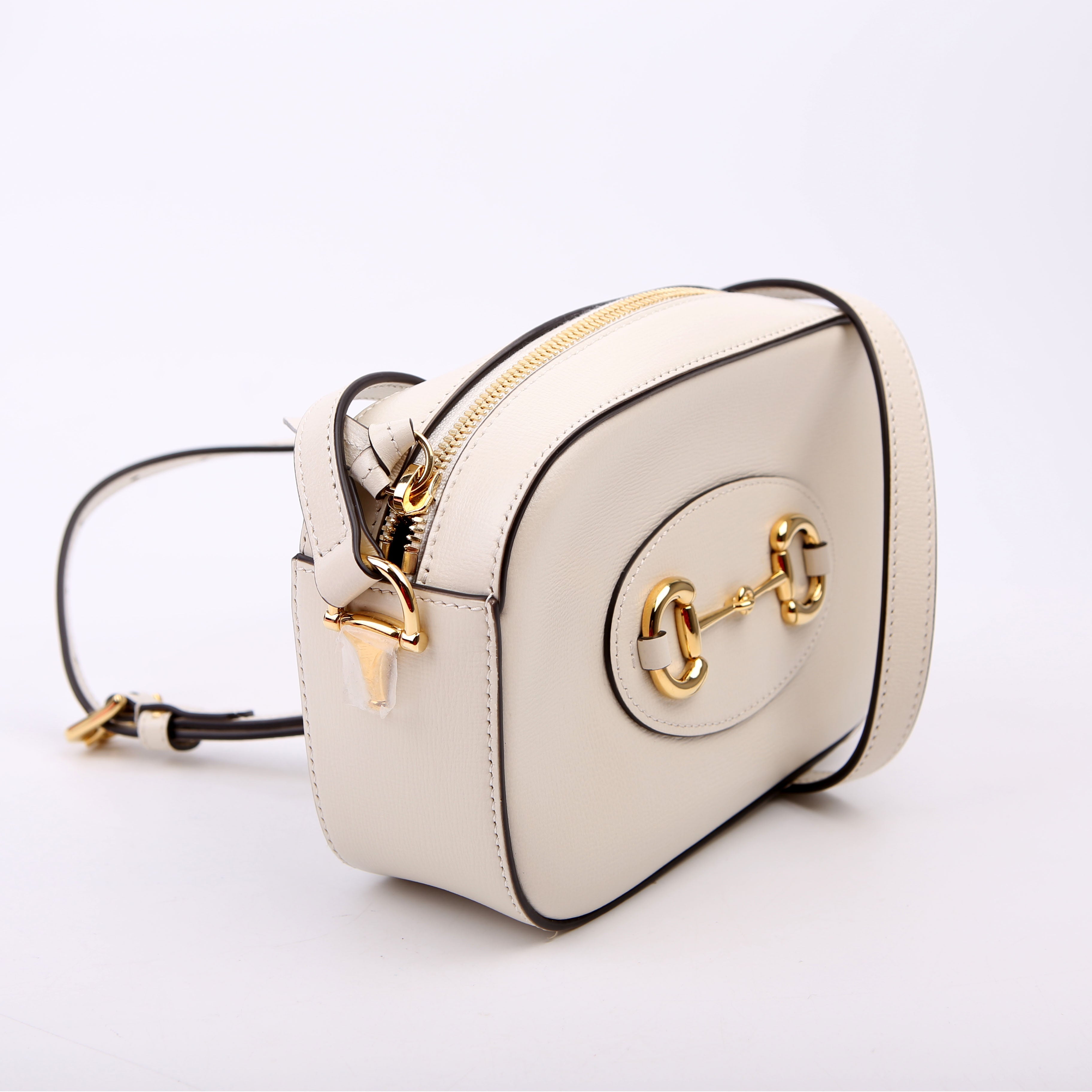 760196 Horsebit 1955 Leather Shoulder Bag Small White