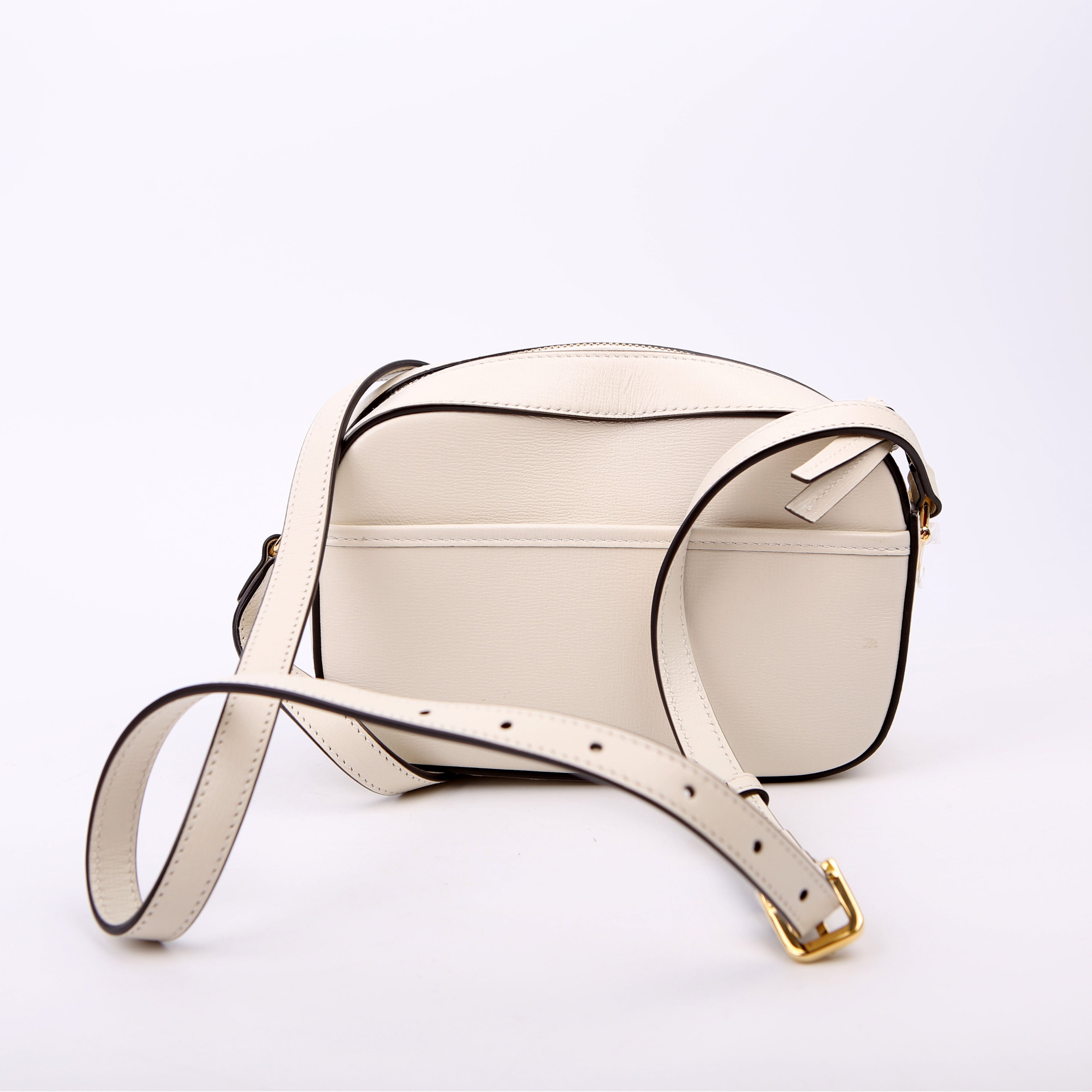 760196 Horsebit 1955 Leather Shoulder Bag Small White
