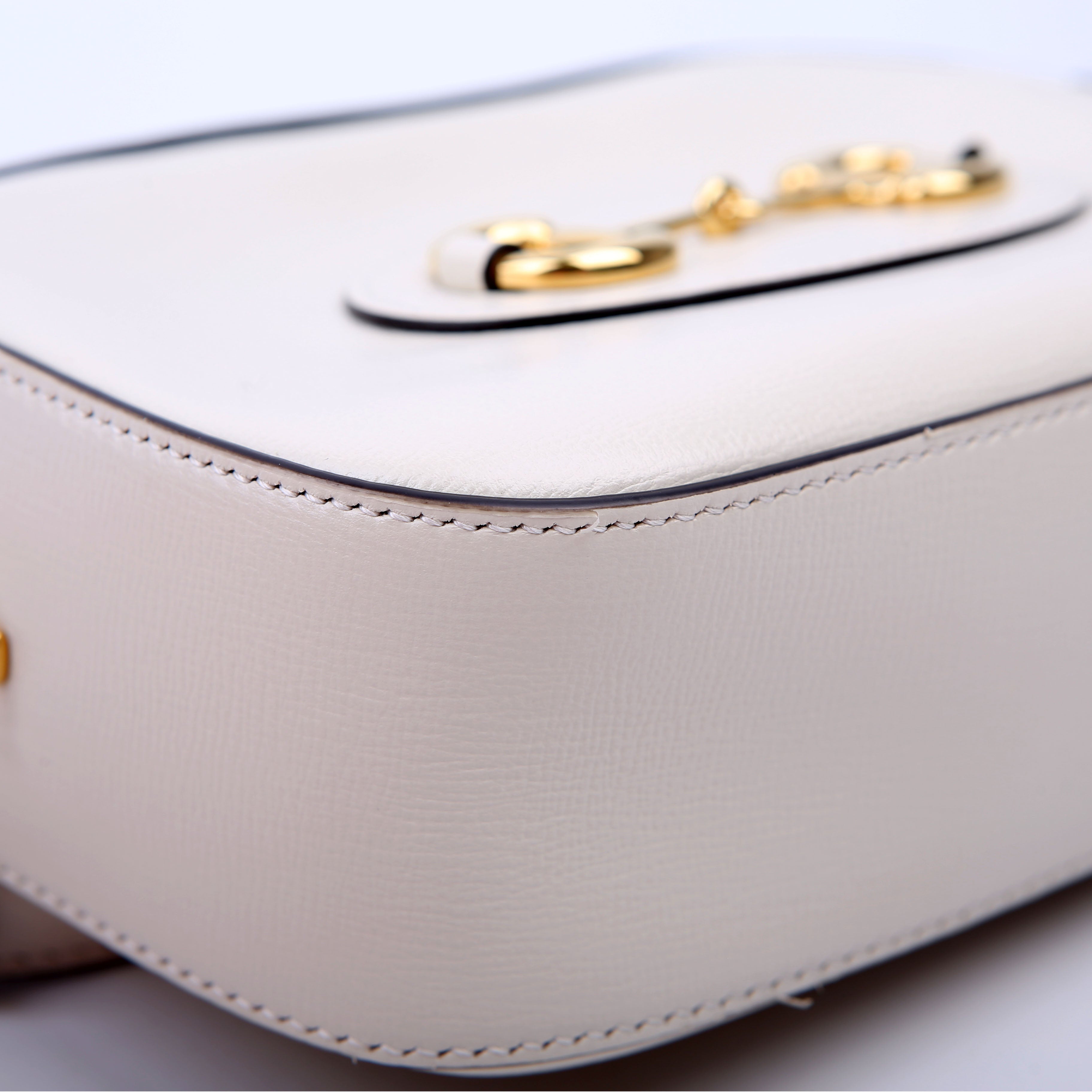 760196 Horsebit 1955 Leather Shoulder Bag Small White