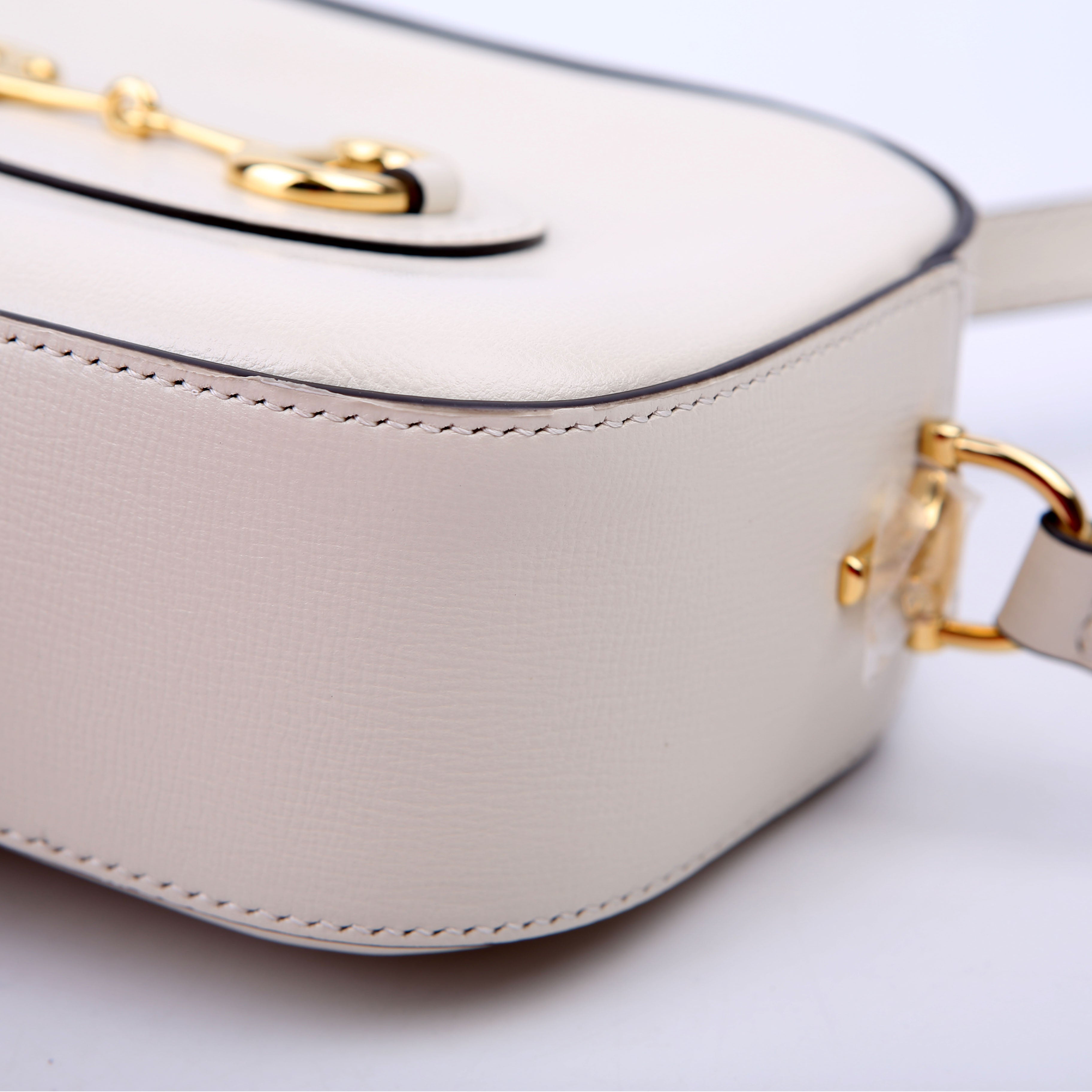 760196 Horsebit 1955 Leather Shoulder Bag Small White