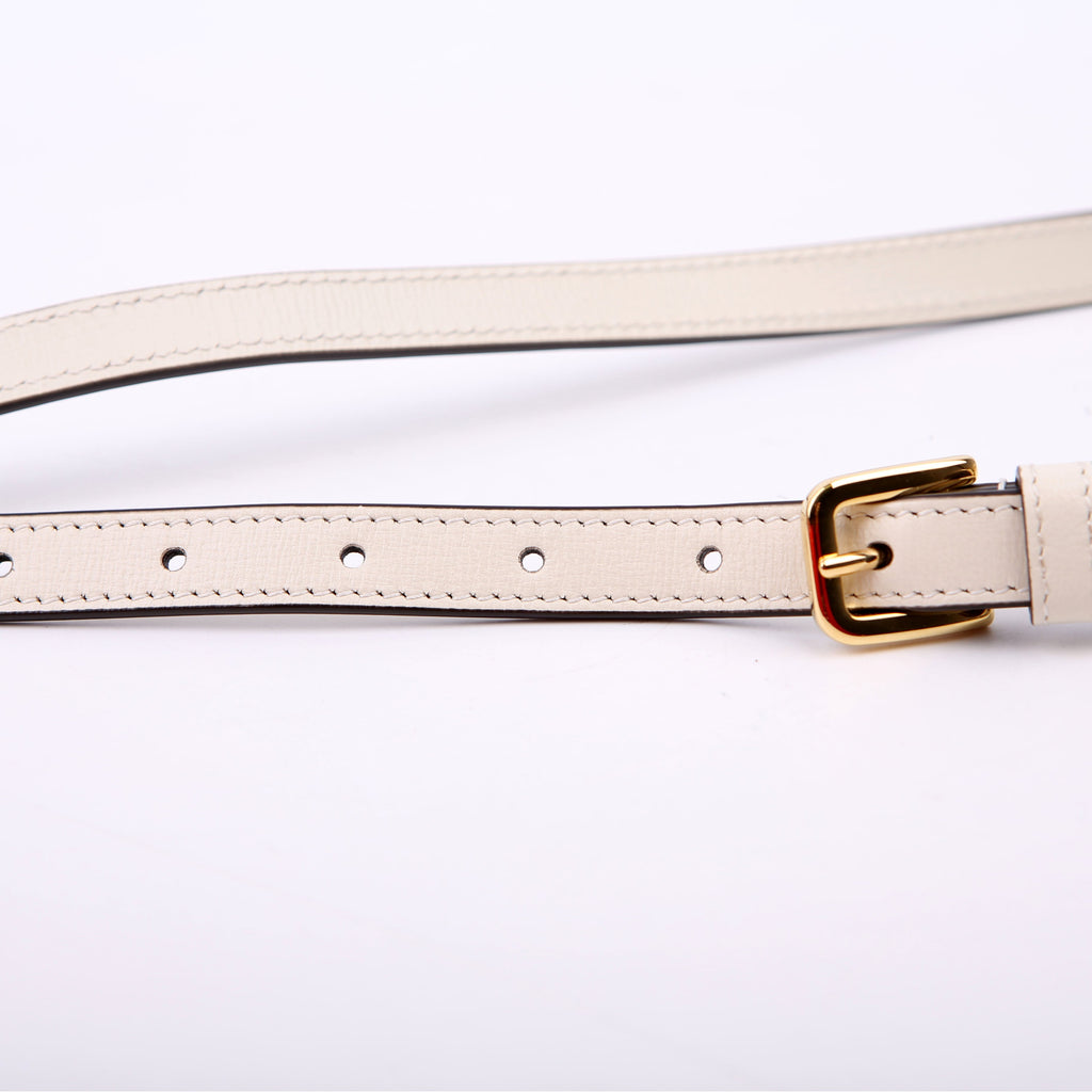 760196 Horsebit 1955 Leather Shoulder Bag Small White