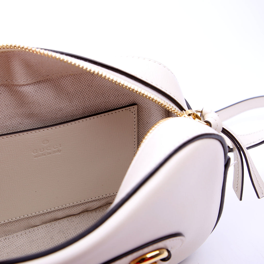 760196 Horsebit 1955 Leather Shoulder Bag Small White