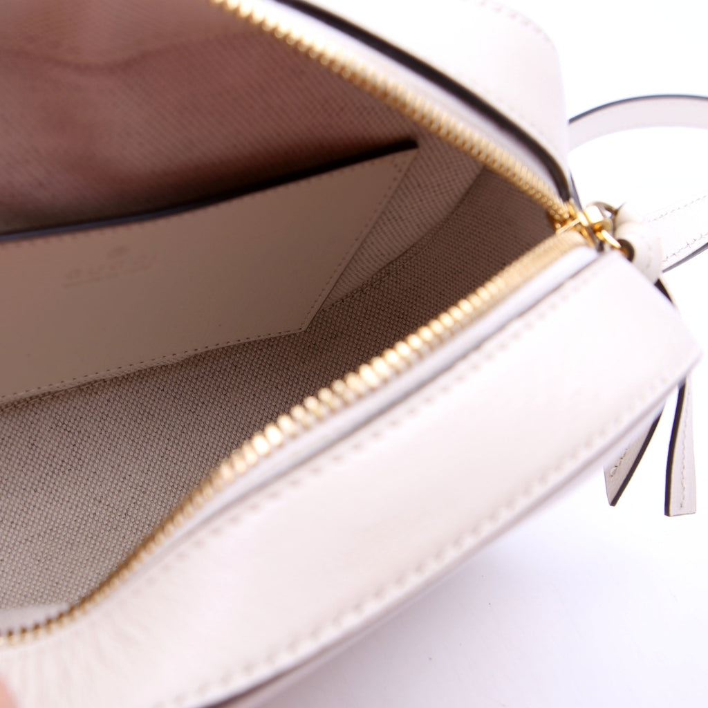 760196 Horsebit 1955 Leather Shoulder Bag Small White