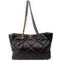 Chanel 19 Quilted Goatskin E/W Shopping Tote Black