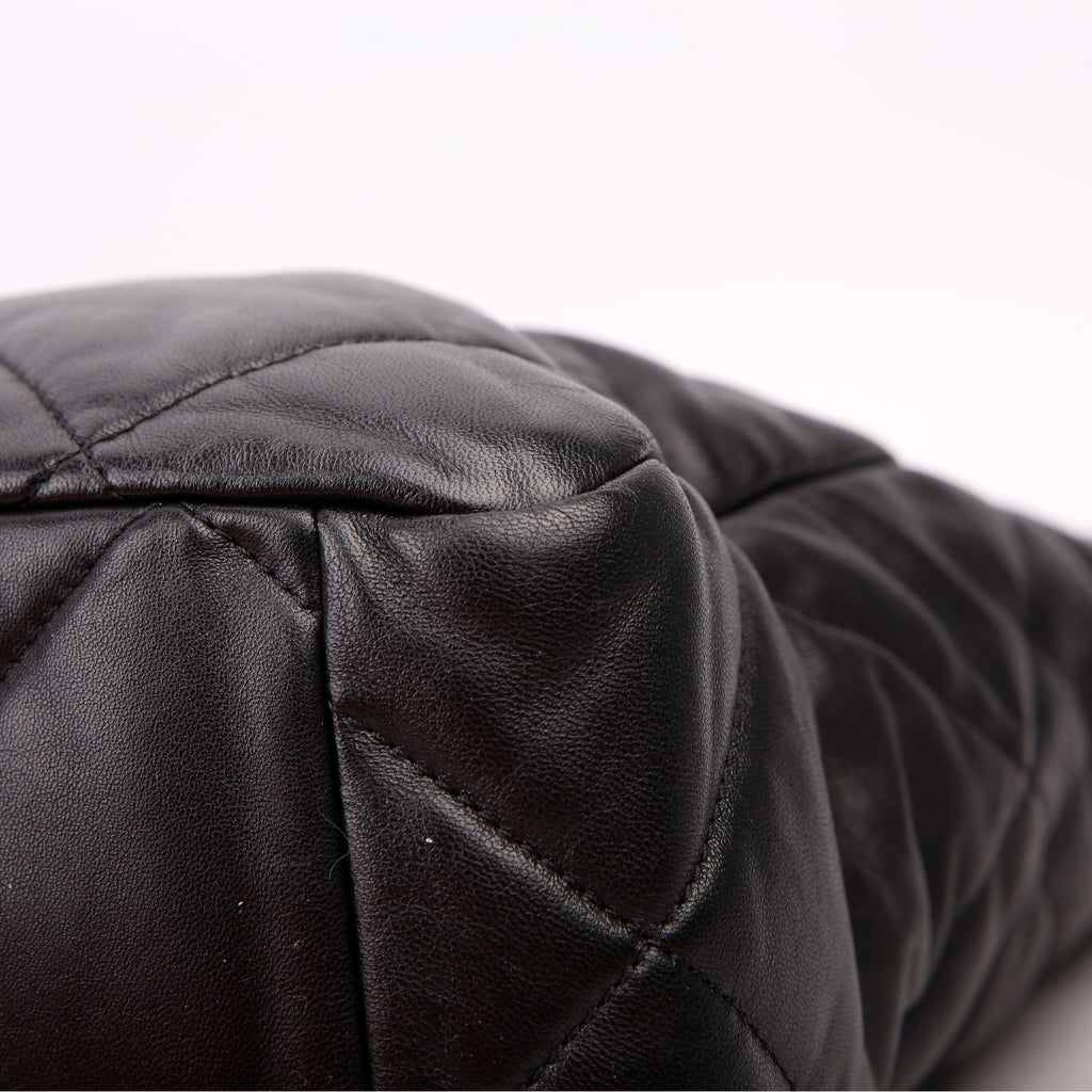 Chanel 19 Quilted Goatskin E/W Shopping Tote Black