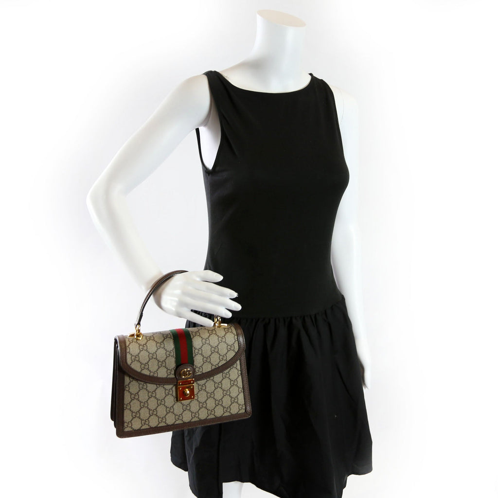651055 GG Supreme Ophidia Small Top Handle Bag Brown
