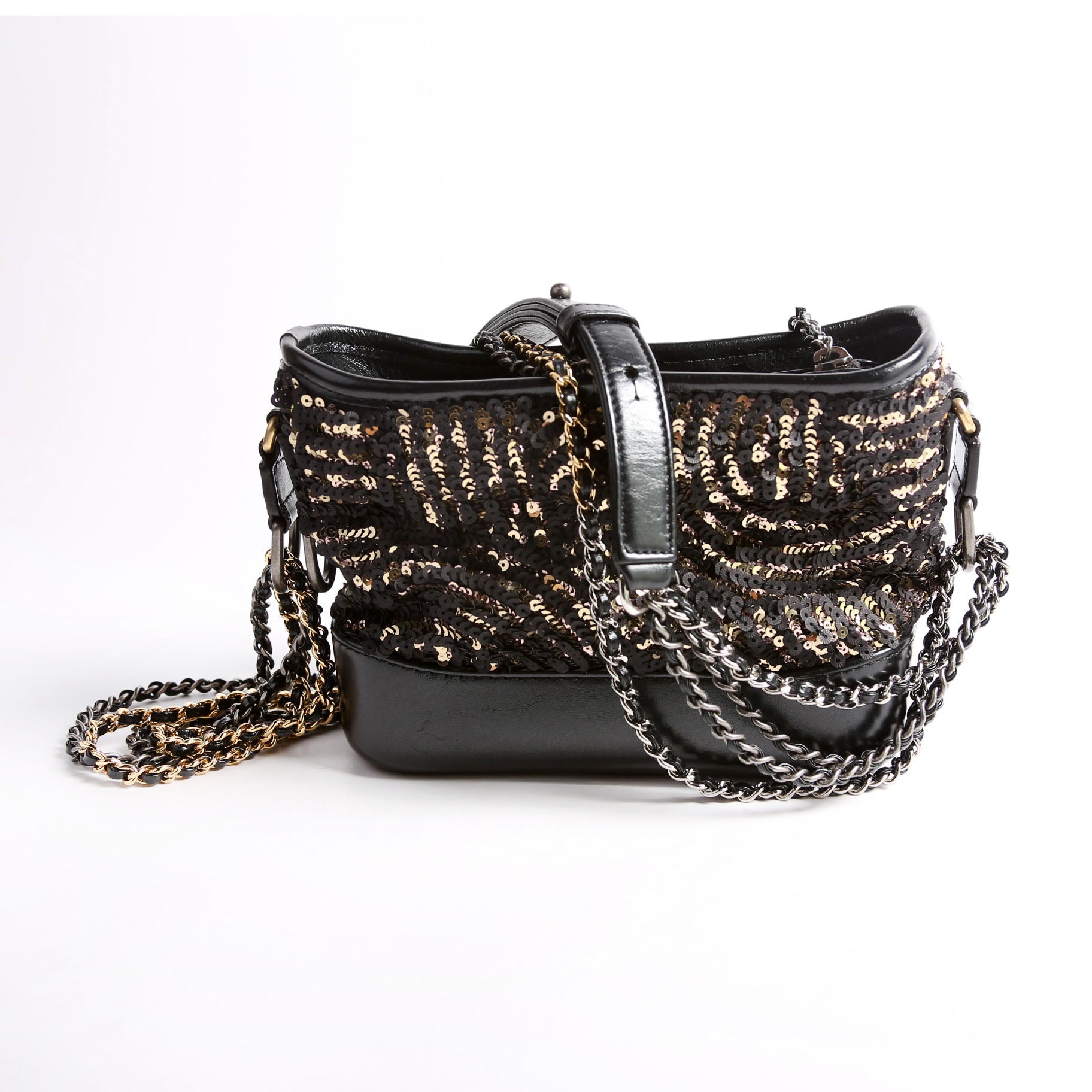 Gabrielle Hobo Small Sequin 28M Black/Gold