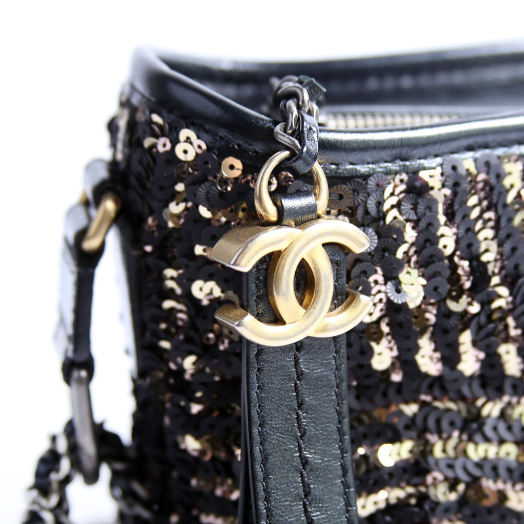 Gabrielle Hobo Small Sequin 28M Black/Gold