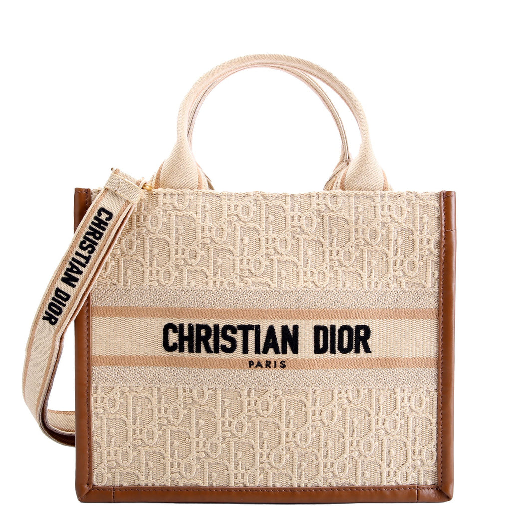 Book Tote Small With Strap Oblique Raffia/Calfskin Tan