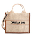Book Tote Small With Strap Oblique Raffia/Calfskin Tan