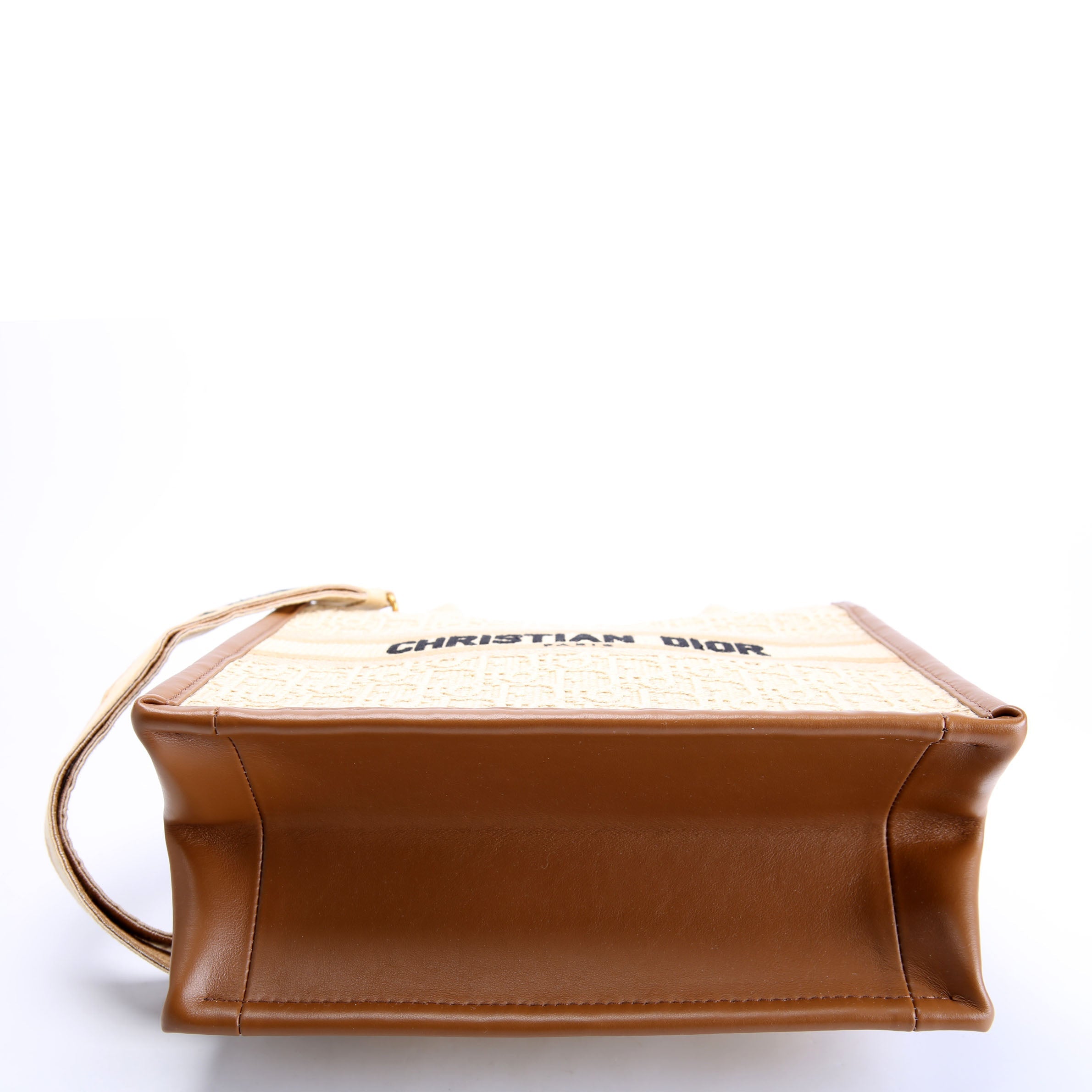 Book Tote Small With Strap Oblique Raffia/Calfskin Tan