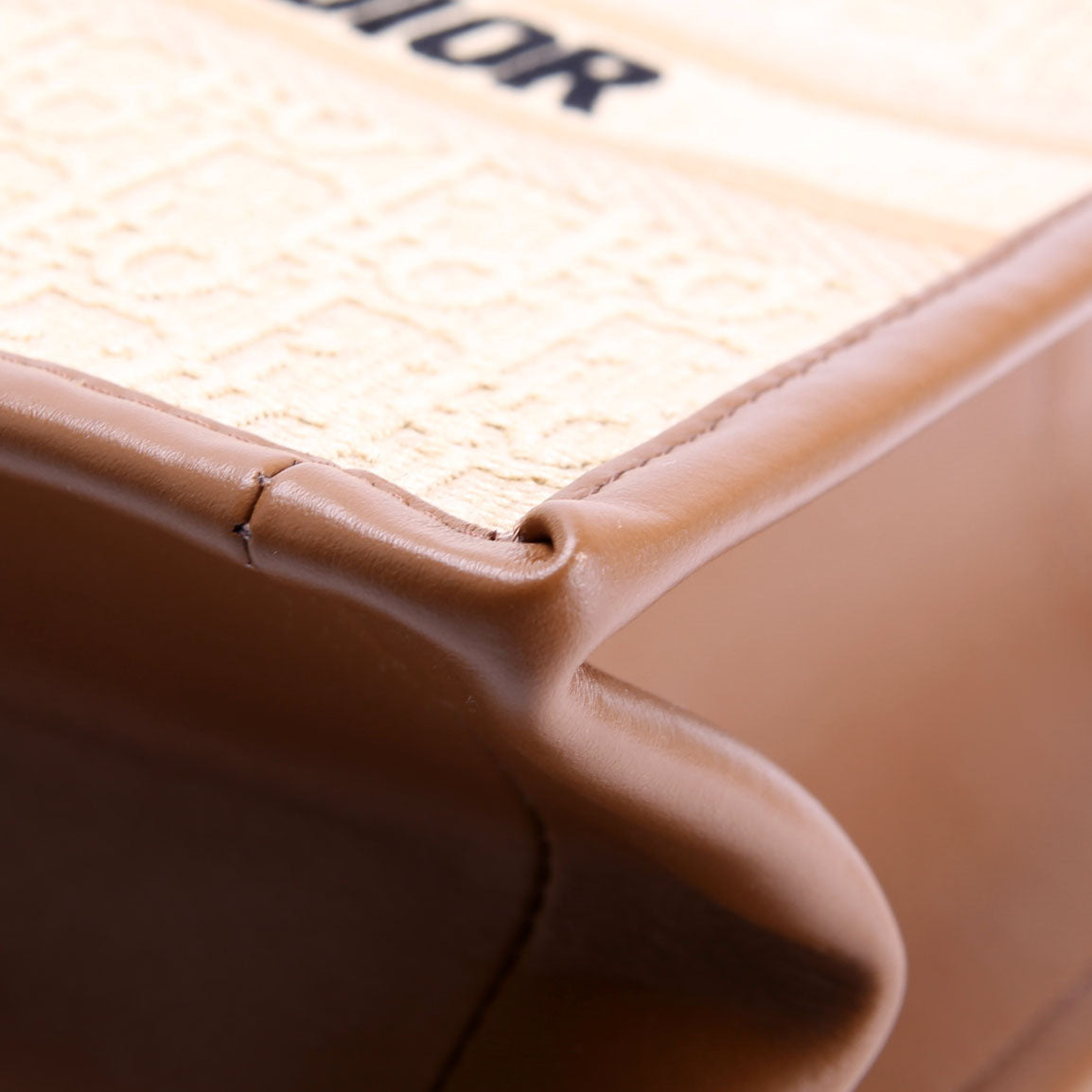 Book Tote Small With Strap Oblique Raffia/Calfskin Tan