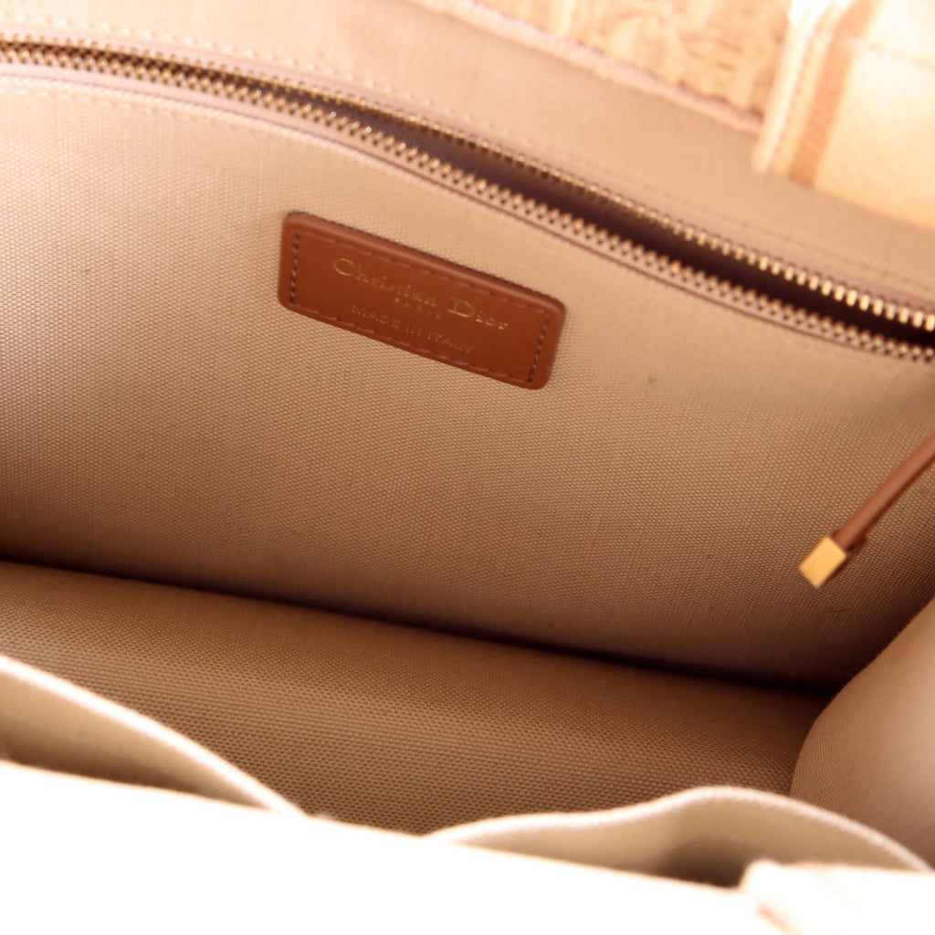 Book Tote Small With Strap Oblique Raffia/Calfskin Tan