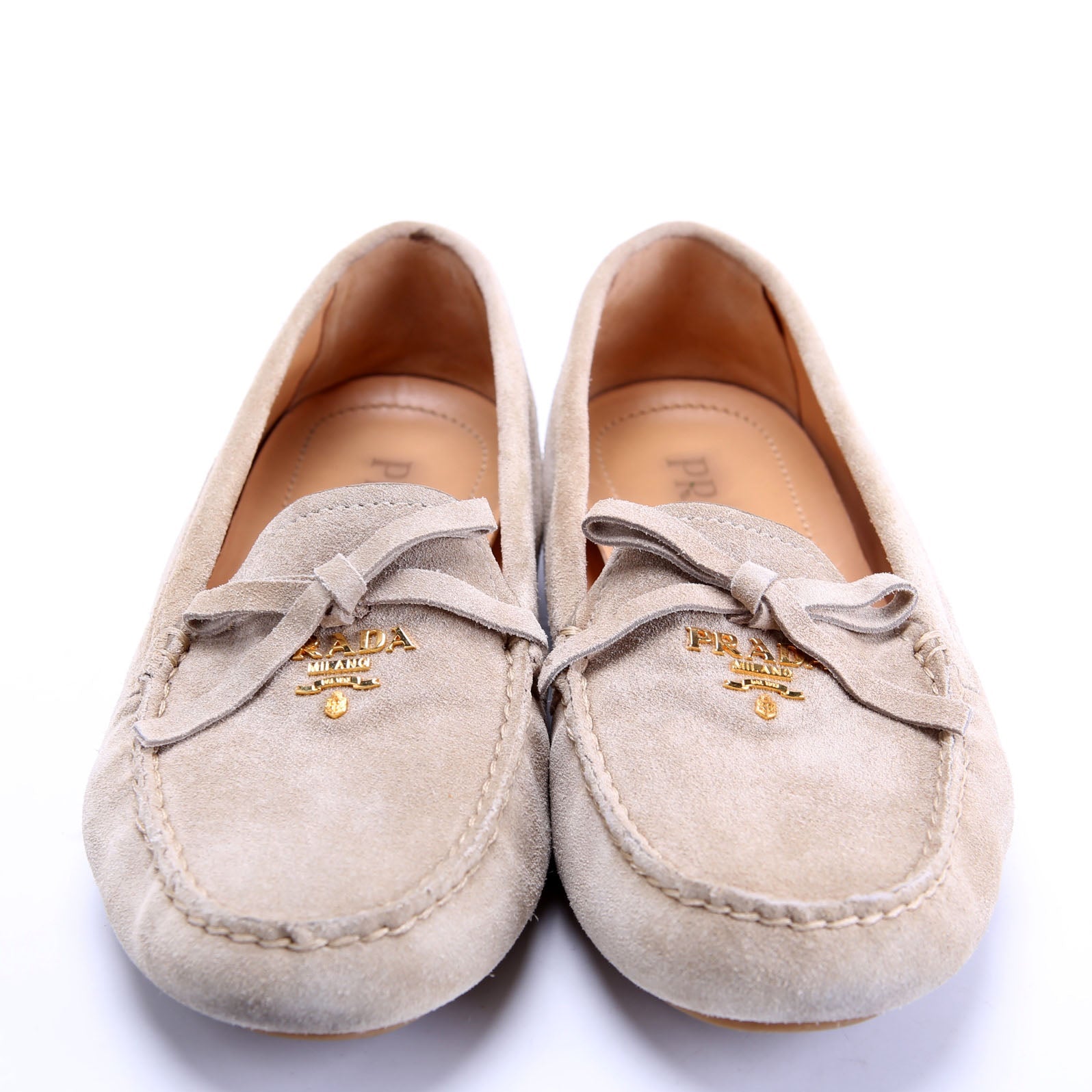 Suede Driving Loafers Size 38 Taupe