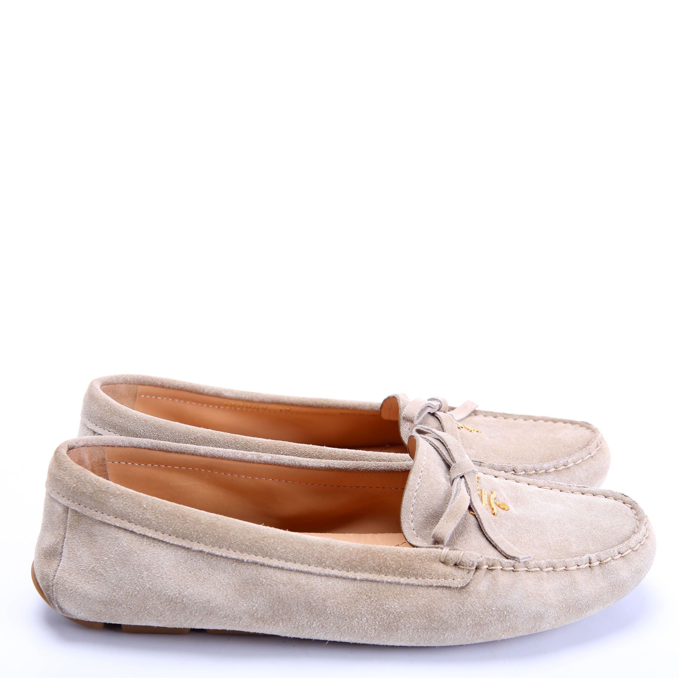 Suede Driving Loafers Size 38 Taupe