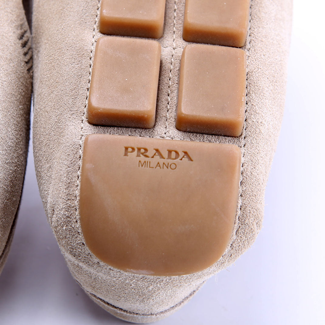 Suede Driving Loafers Size 38 Taupe
